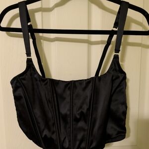 Black Satin Corset Top